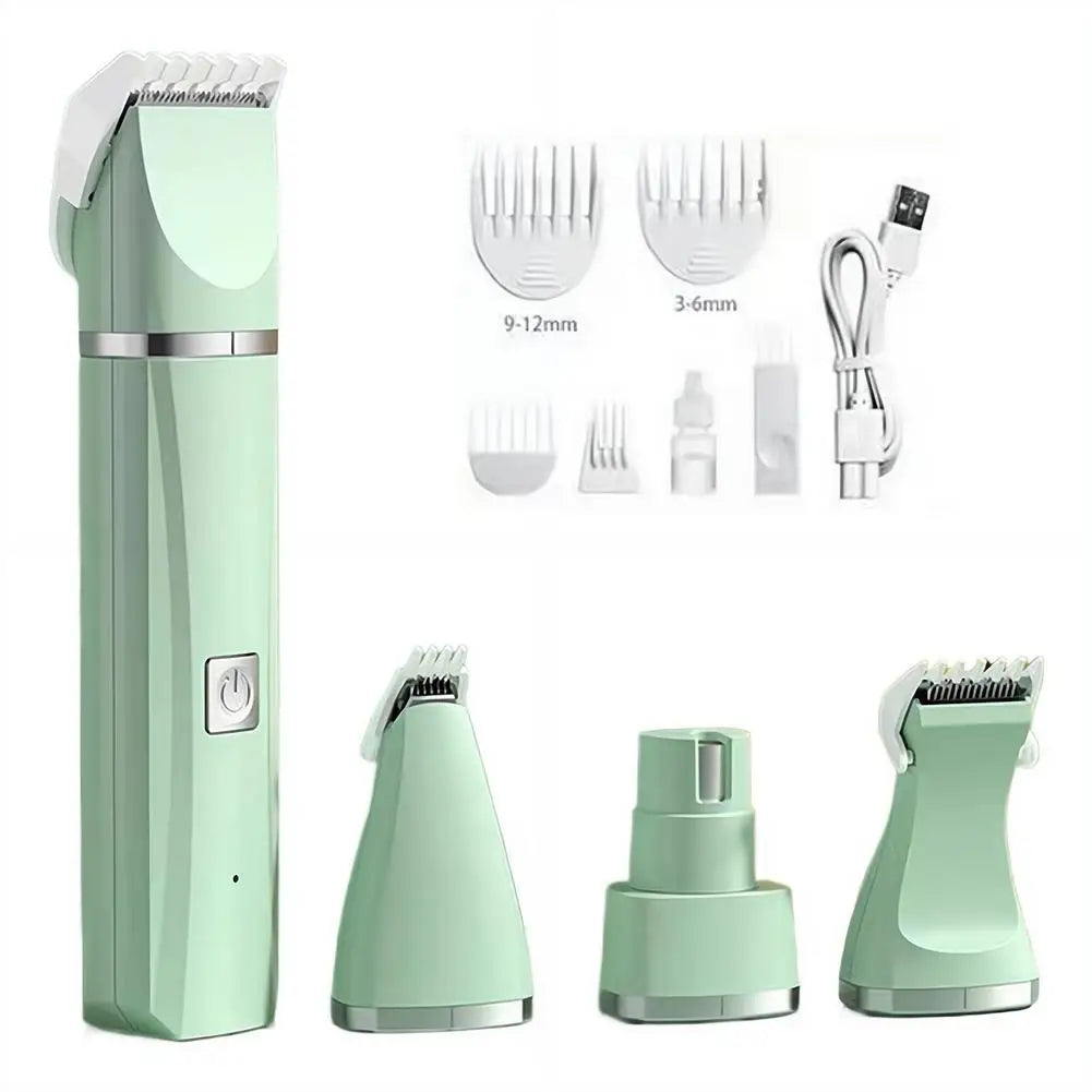 4-in-1 Rechargeable Pet Grooming Kit with Dual-Speed Ceramic Blade