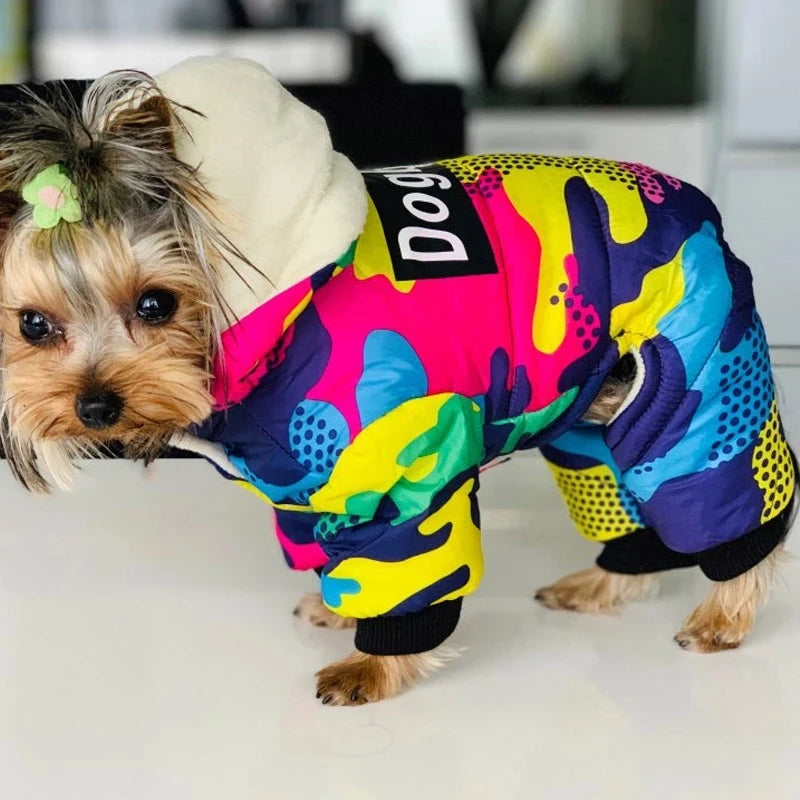 Mono de Algodón Acogedor para Perro con Capucha Impermeable