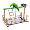 Wooden Bird Activity Center with Perch, Ladder & Swing