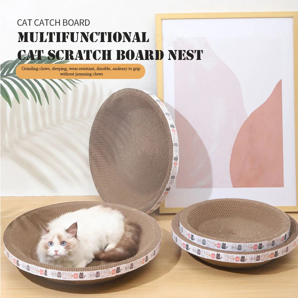 Oval Corrugated Cardboard Cat Scratcher Bed