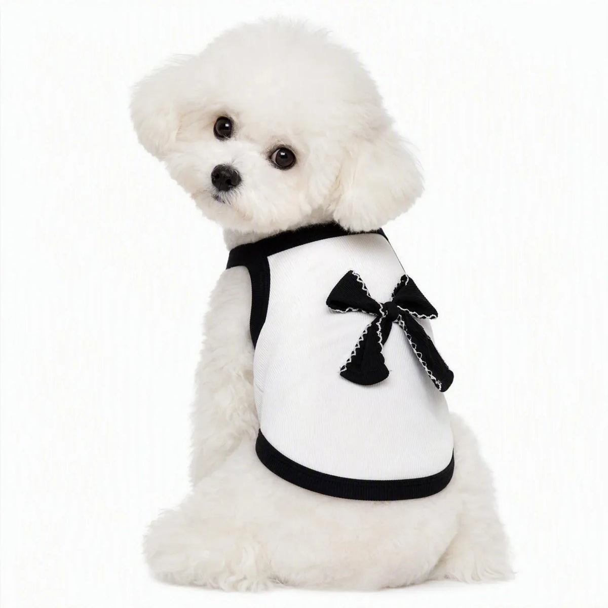 Ribbed Sleeveless Pet Vest with Bow Knot for Small Dogs and Cats