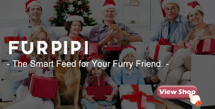 Eine Familie von fünf Personen lächelt um ein smartes, automatisches Katzenfuttergerät.