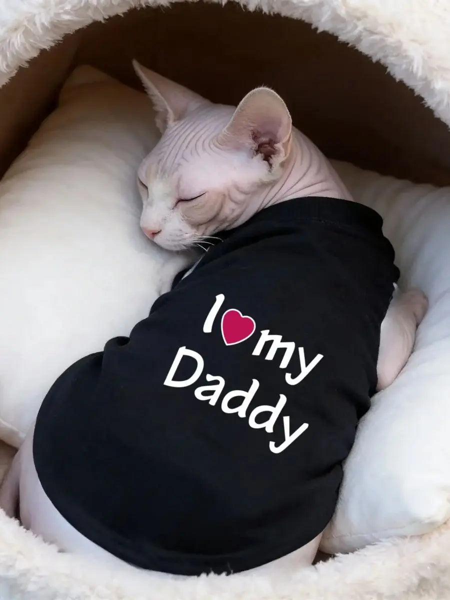 Adorable 'I Love Dad/Mom' Pet Vest for Small Dogs & Cats