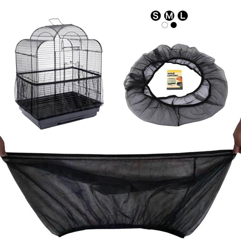 Breathable Nylon Mesh Bird Cage Seed Guard Cover