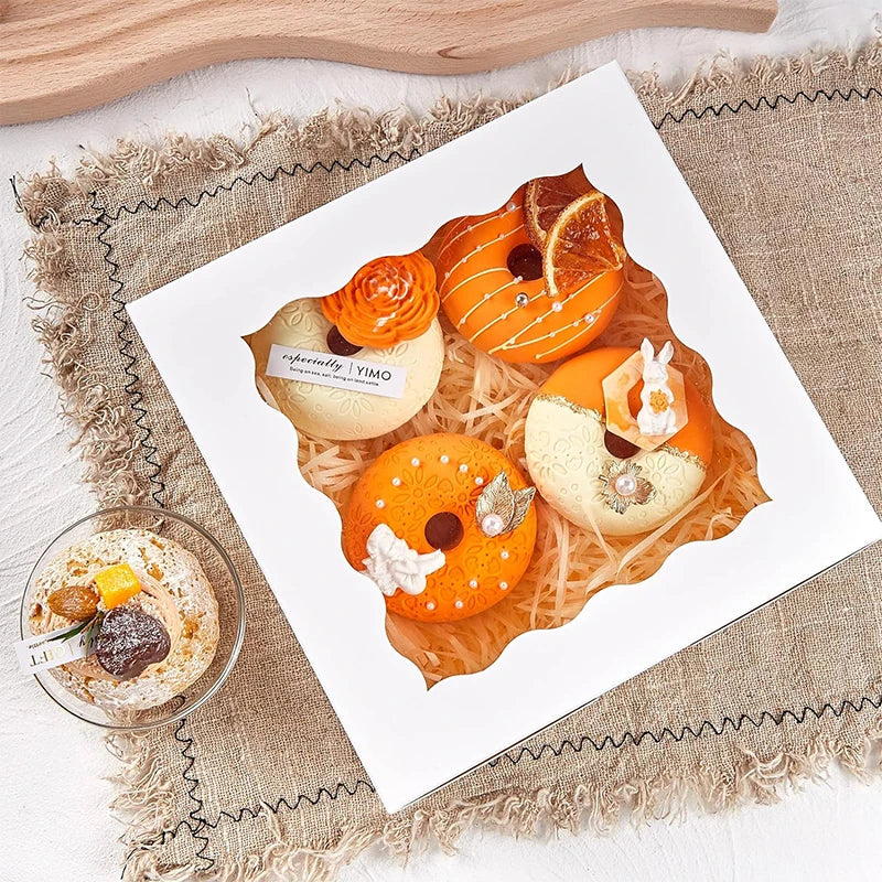Set of 10 Cake Boxes with Clear Window for Bakery and Gifting
