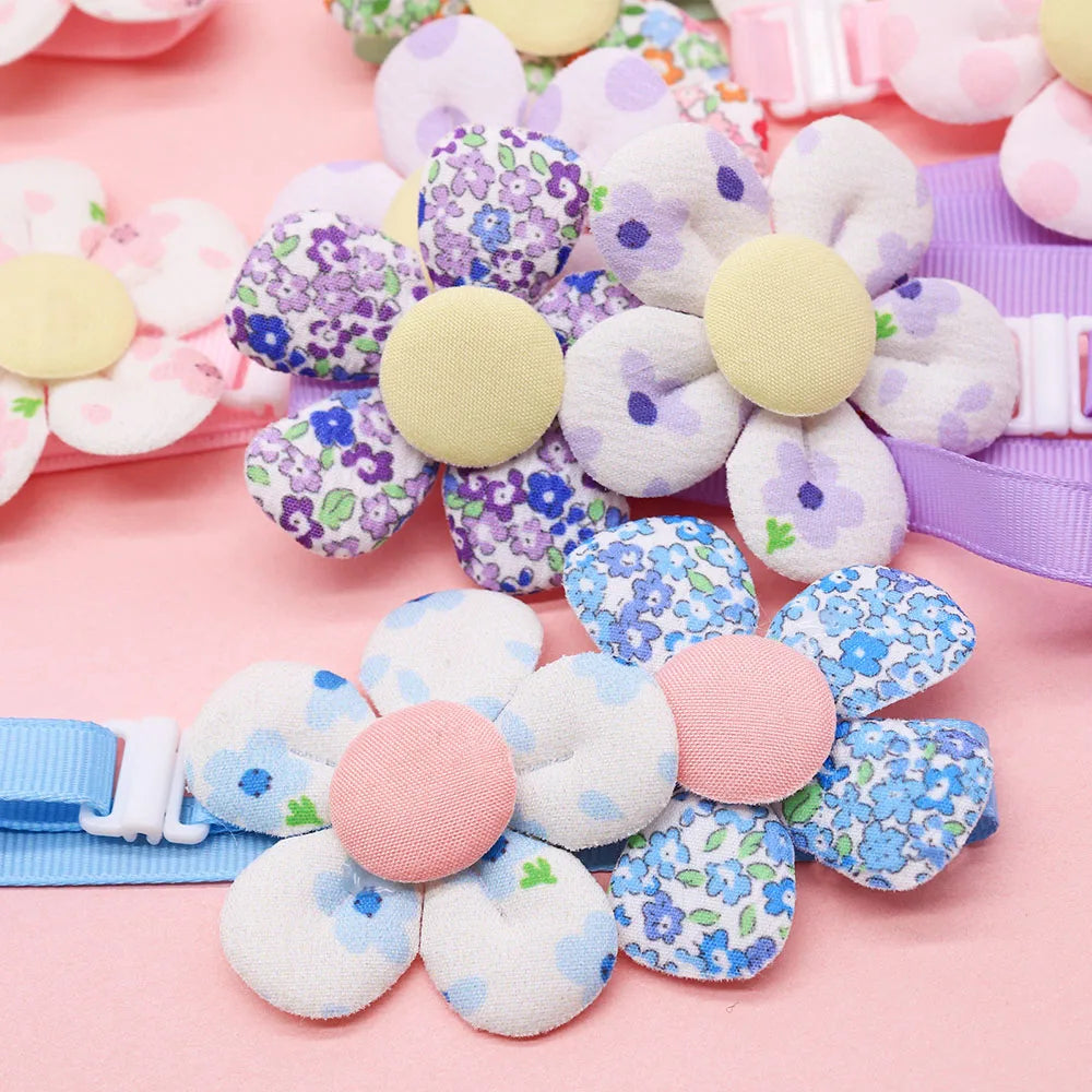 Handmade Flower-Shaped Adjustable Pet Bow Tie