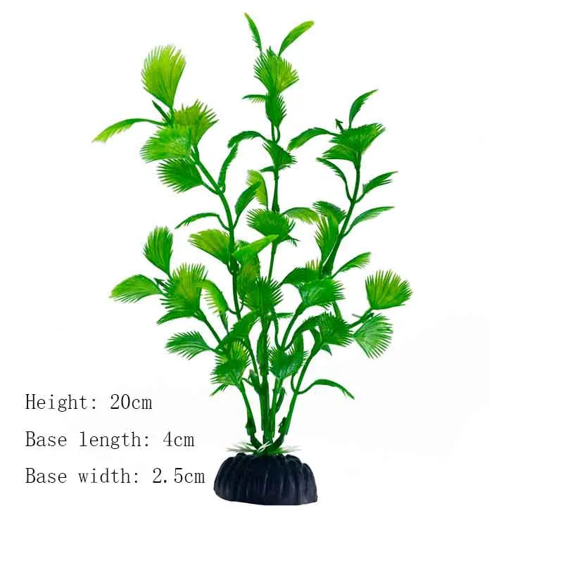 A realistic artificial aquarium plant with bright green leaves, measuring 20cm in height.