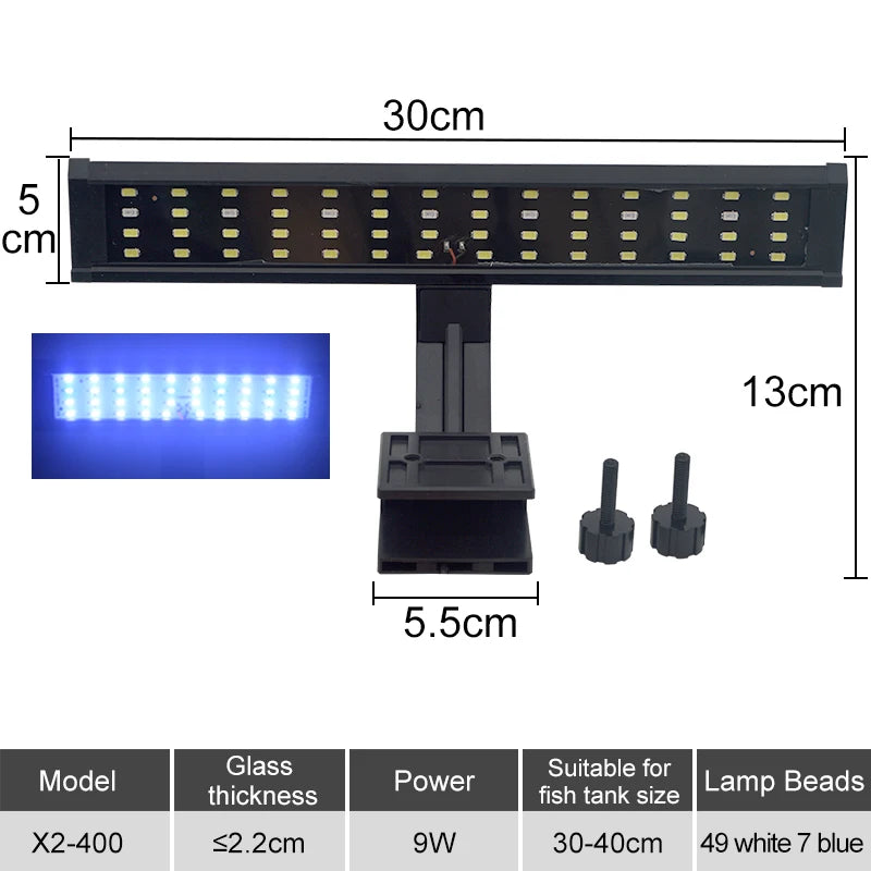 Lampe LED à clipser pour aquarium, fine, idéale pour la croissance des plantes
