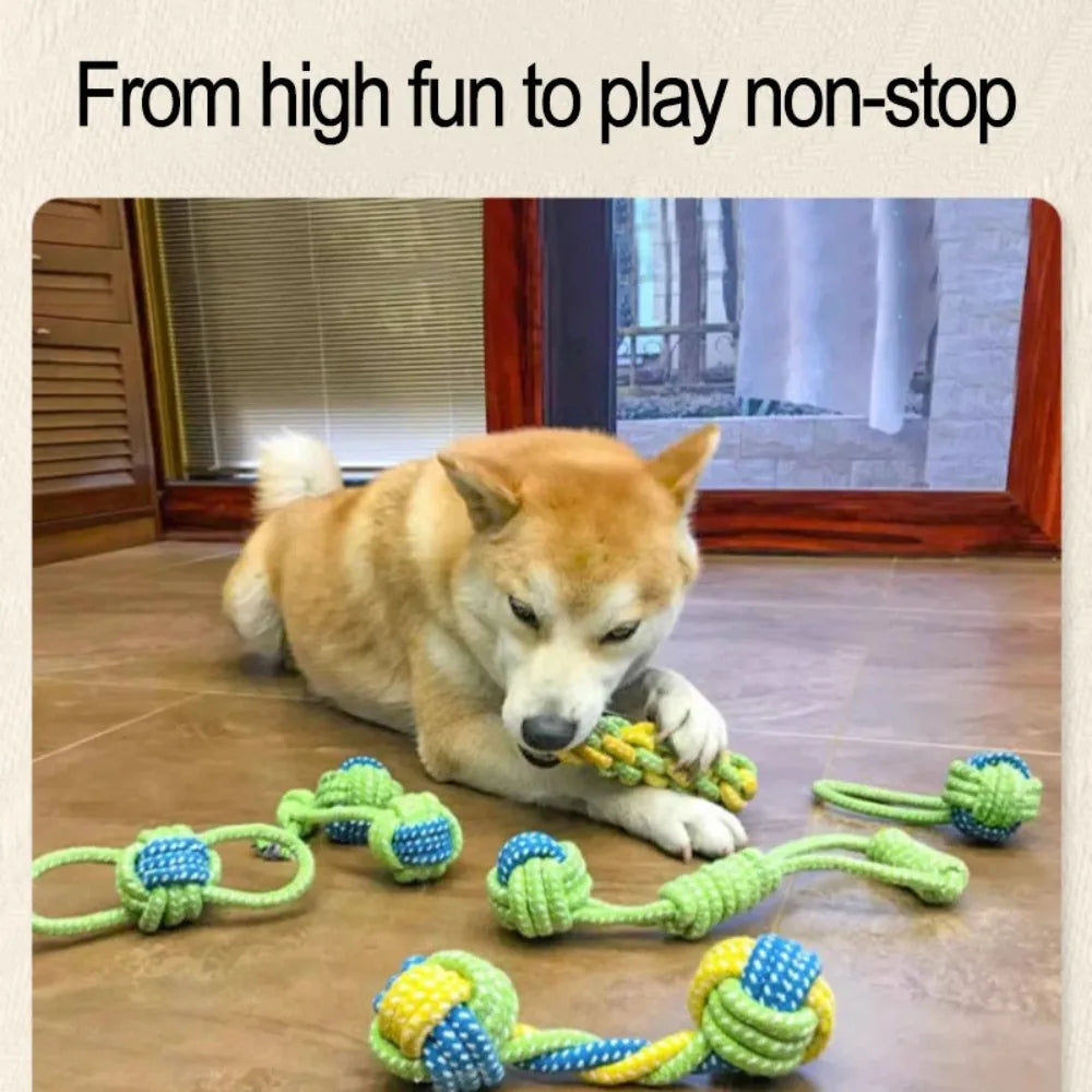 Durable Rope Ball Dog Toy for Chewing and Interactive Play