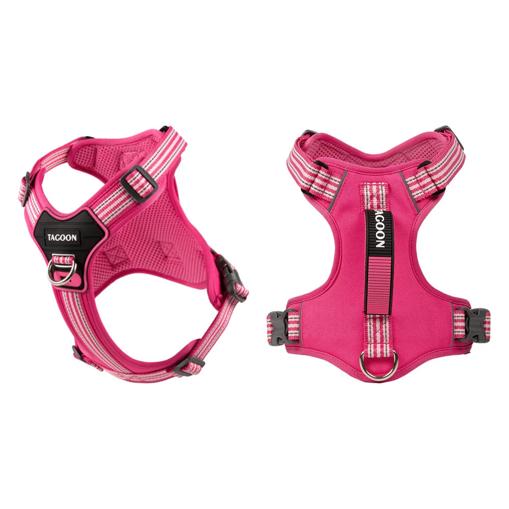 Pink no-pull dog harness with a handle for small, medium, and large breeds