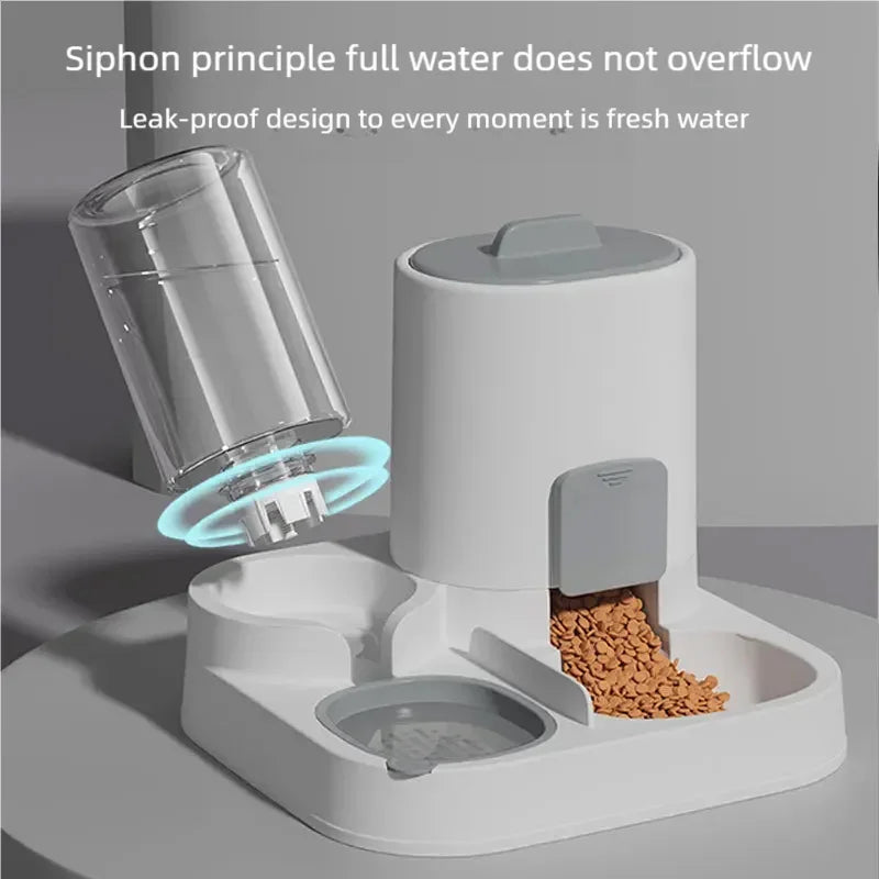 Two-in-One Automatic Pet Feeder and Water Dispenser with Large Capacity