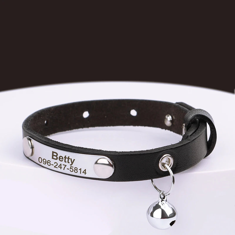 Personalisierte Leder-Halsband für Katzen mit graviertem Namen