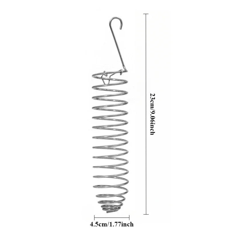 Stainless Steel Parrot Forager Feeder with Spiral Fruit Basket