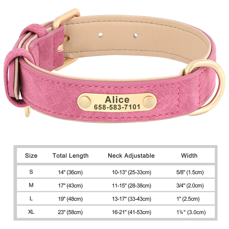 Personalisiertes Leder-Hundehalsband mit graviertem ID-Tag