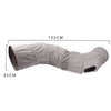 A light gray foldable S-shape cat tunnel with a suede finish, shown in profile.