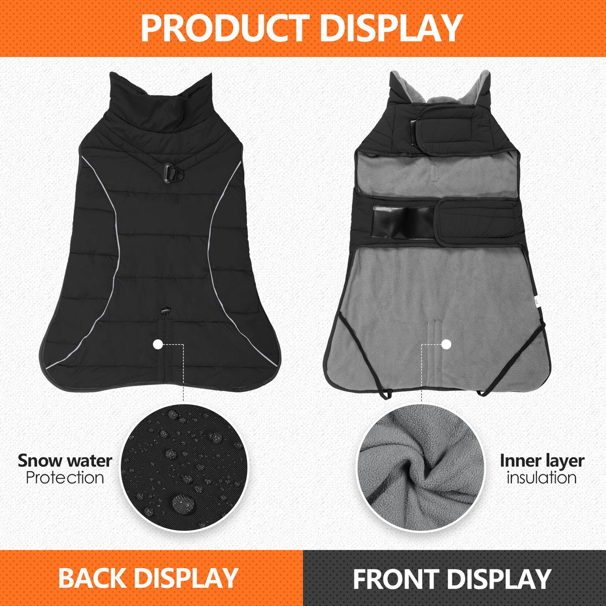 Waterproof Reflective Dog Coat with Adjustable Turtleneck