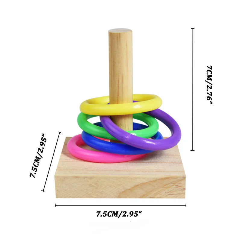 Bird Training Toys Set: Wooden Block Puzzle and Rings for Parrots