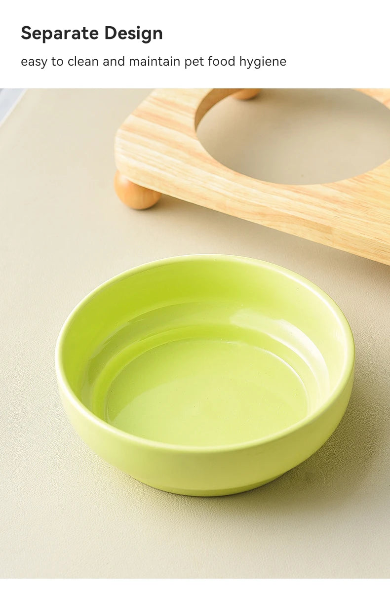 Elevated Ceramic Cat & Dog Bowl with Stand – 2-in-1 Food and Water Feeder