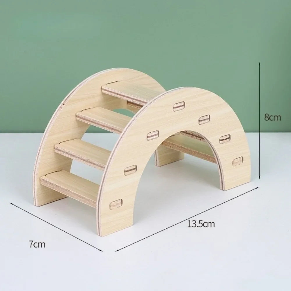 Natural Wooden Hamster Villa with Climbing Platform