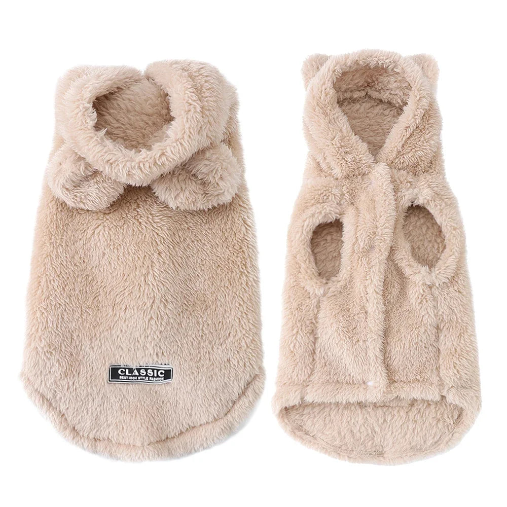 Cozy Fleece Dog Hoodie for Small and Medium Breeds