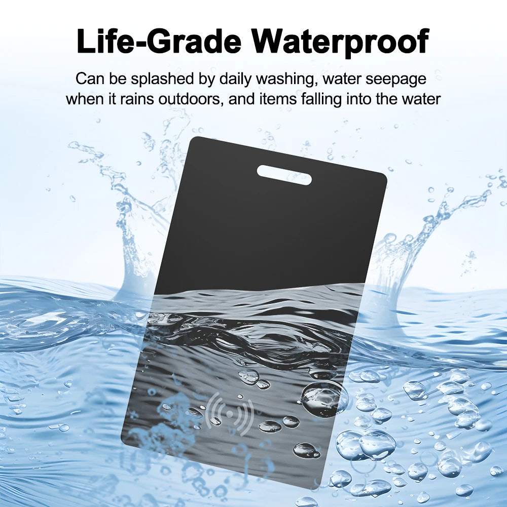 A black compact GPS pet and item tracker is shown submerged in water with bubbles surrounding it.