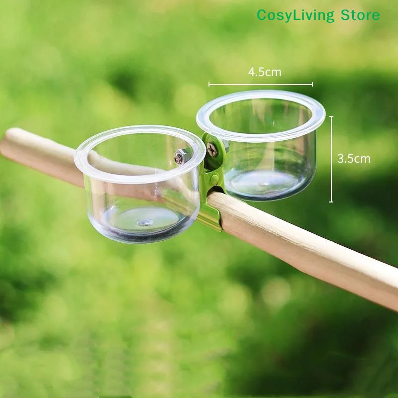 Clip-On Bird Feeder Cup for Parrot Food and Water