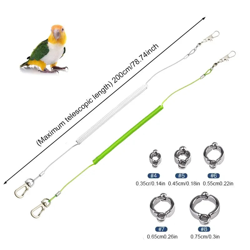 Adjustable Parrot Training Harness with Five Leg Loop Sizes