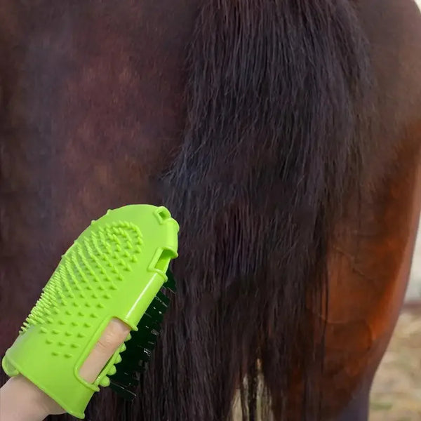 Double-Sided Horse Grooming Glove Brush for Bathing