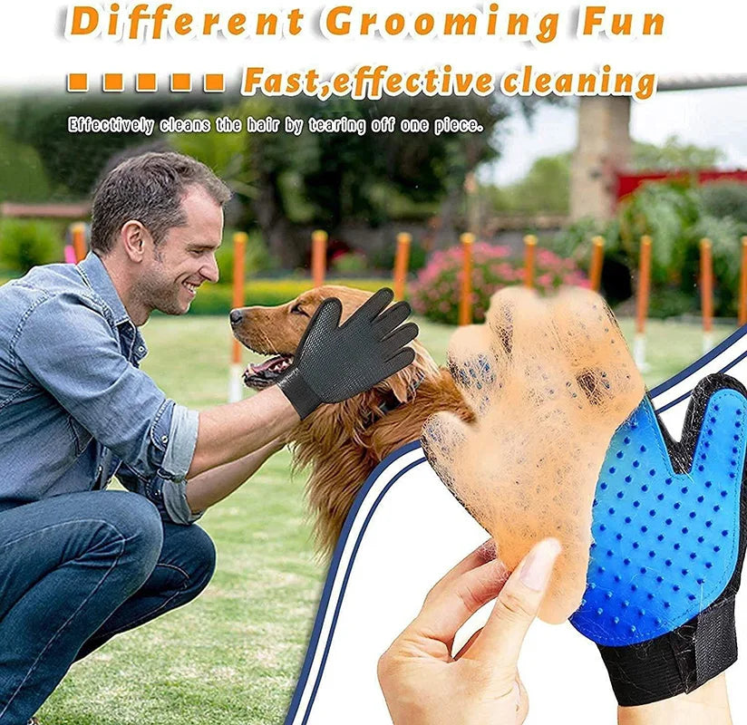Pet Hair Remover Gloves – Dog & Cat Grooming Brush