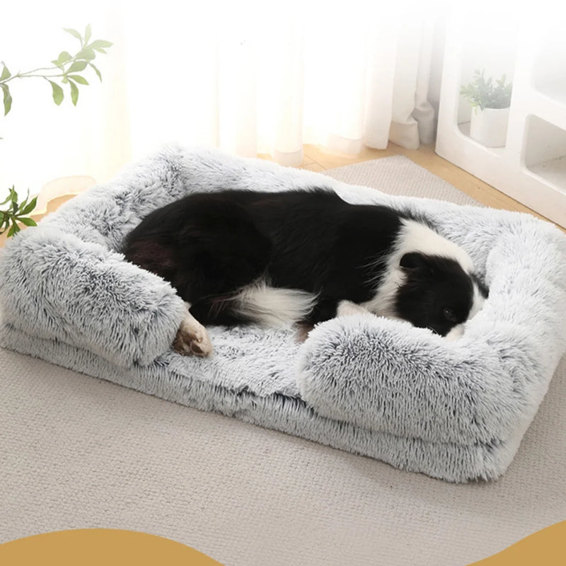 Cama de Plush Ortopédica para Perros con Borde