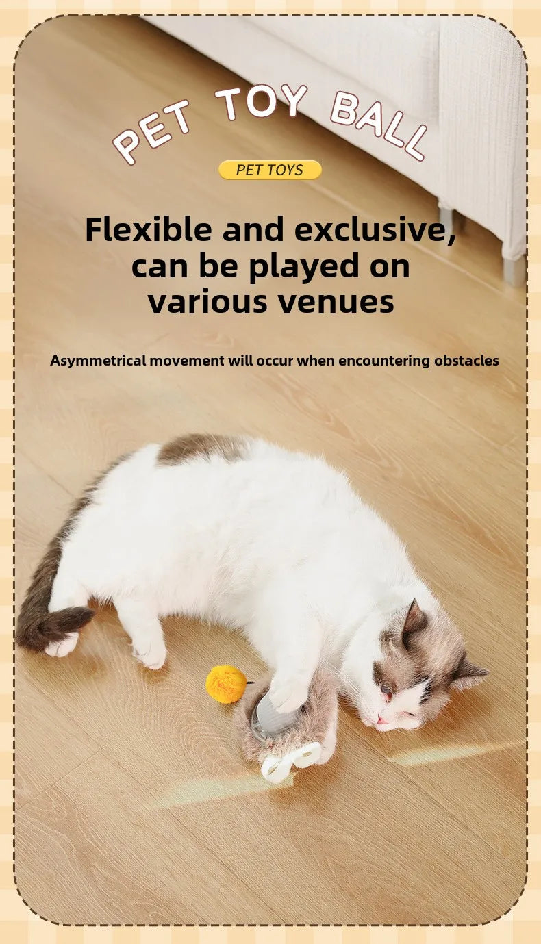Interactive Automatic Rolling Cat Toy with Tail