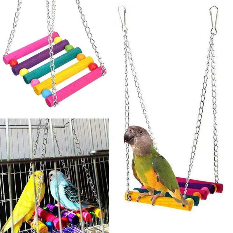 Hamaca de Madera Colorida para Aves