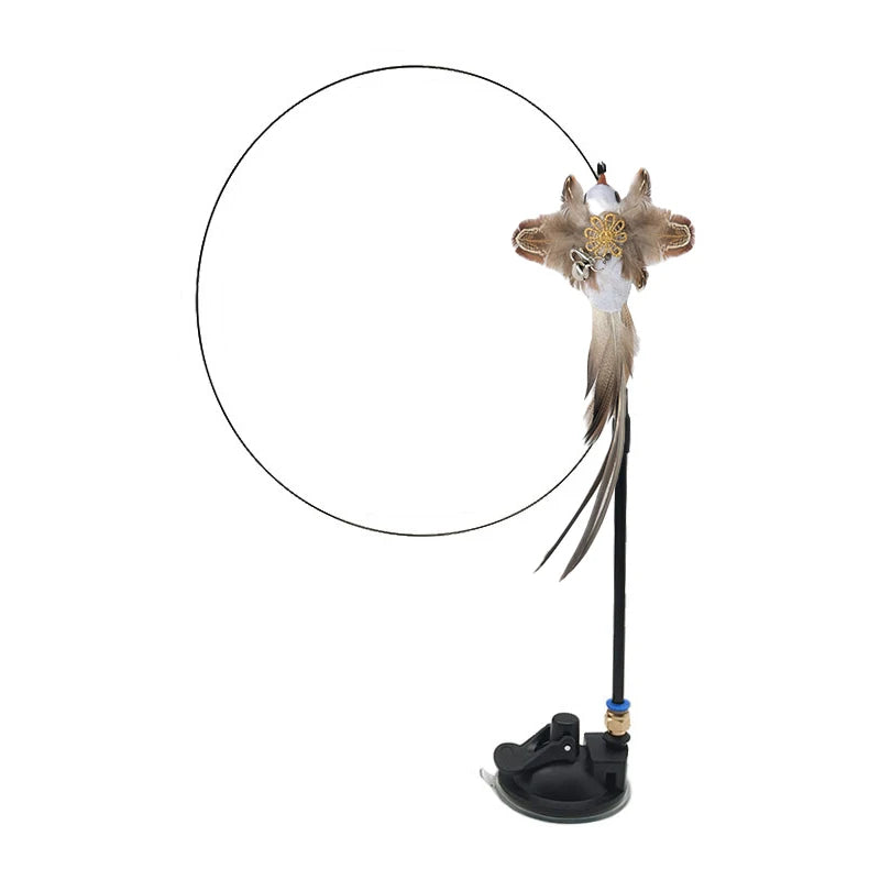 Jouet Interactif pour Chat avec Plumes et Baguette