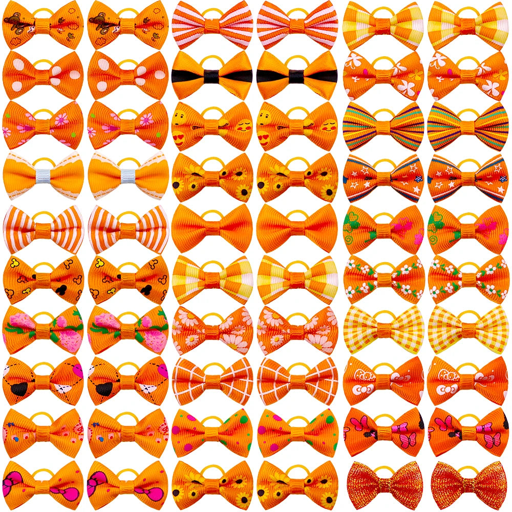 Pet Hair Bows with Rubber Bands - Assorted Styles for Small Dogs and Cats