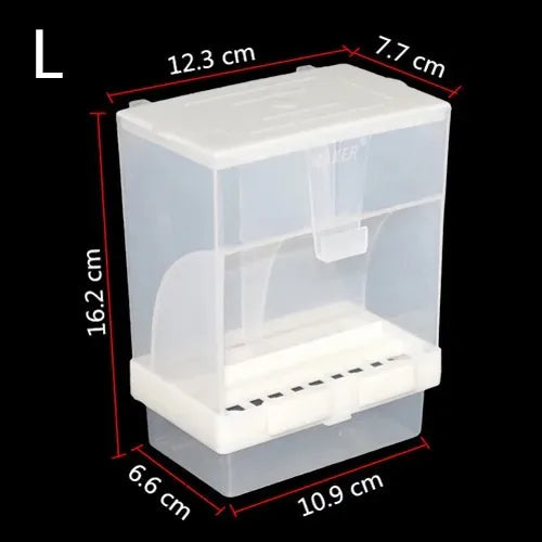 Klarer Plastik-Vogelfutterautomat mit wasserdichtem Design von oben.