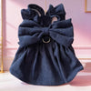 Vintage Corduroy Pet Dress with Bow and Ruffle Skirt