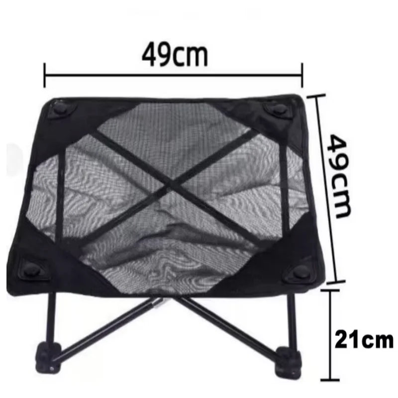Black foldable elevated pet cot with breathable mesh and adjustable height.