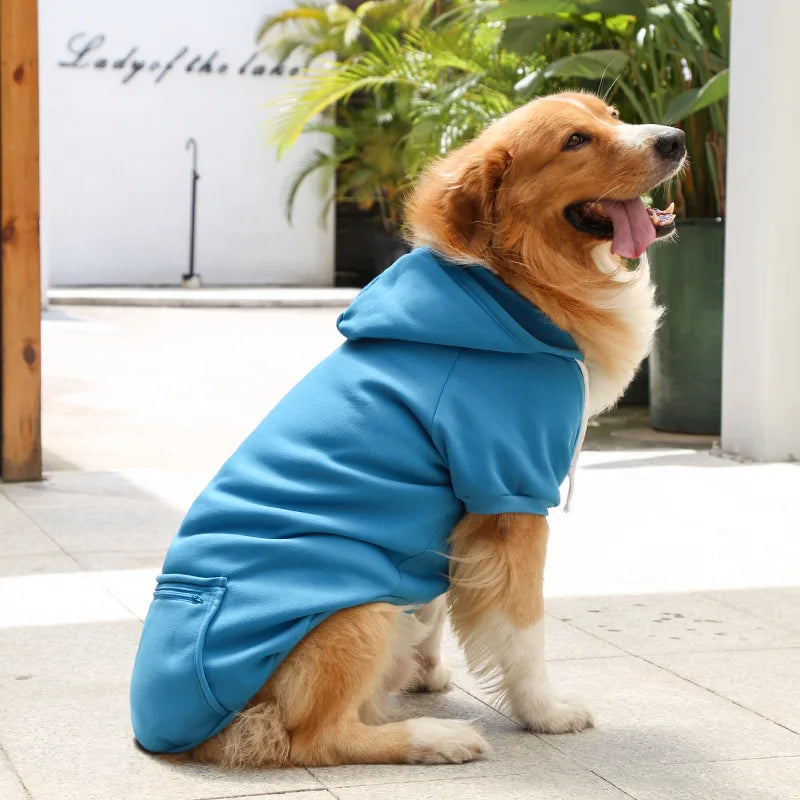 Sudadera de Fleece para Perro Grande con Capucha y Bolsillo con Cremallera