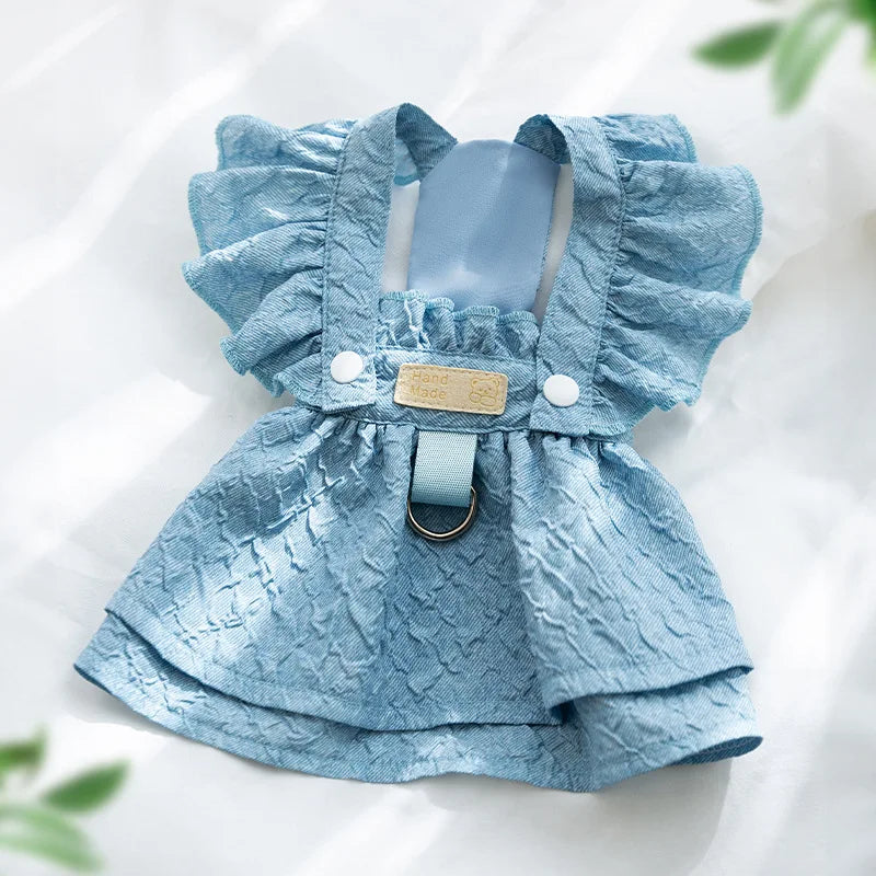 Vestido de Mezclilla para Perro con Anillo para Correa