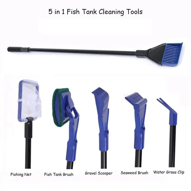 5-in-1 Aquarium Cleaning Kit with Interchangeable Heads