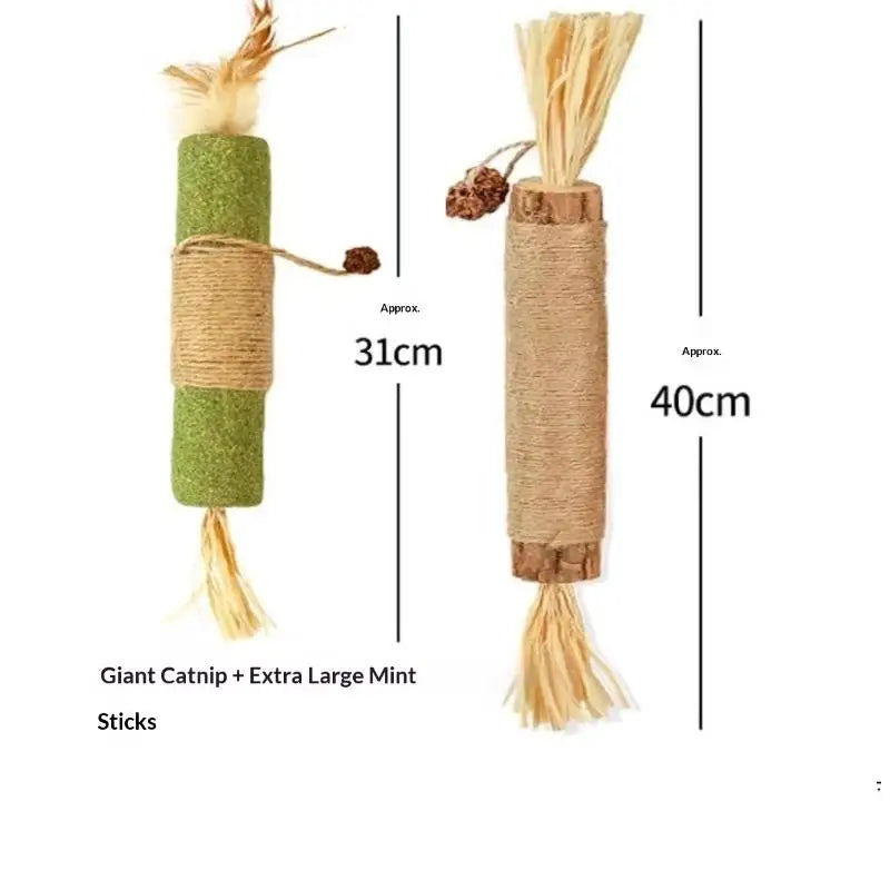Natural Wooden Cat Teething Sticks with Sisal Rope