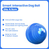 A bright blue smart interactive dog ball with glowing paw prints, designed for small and medium breeds.