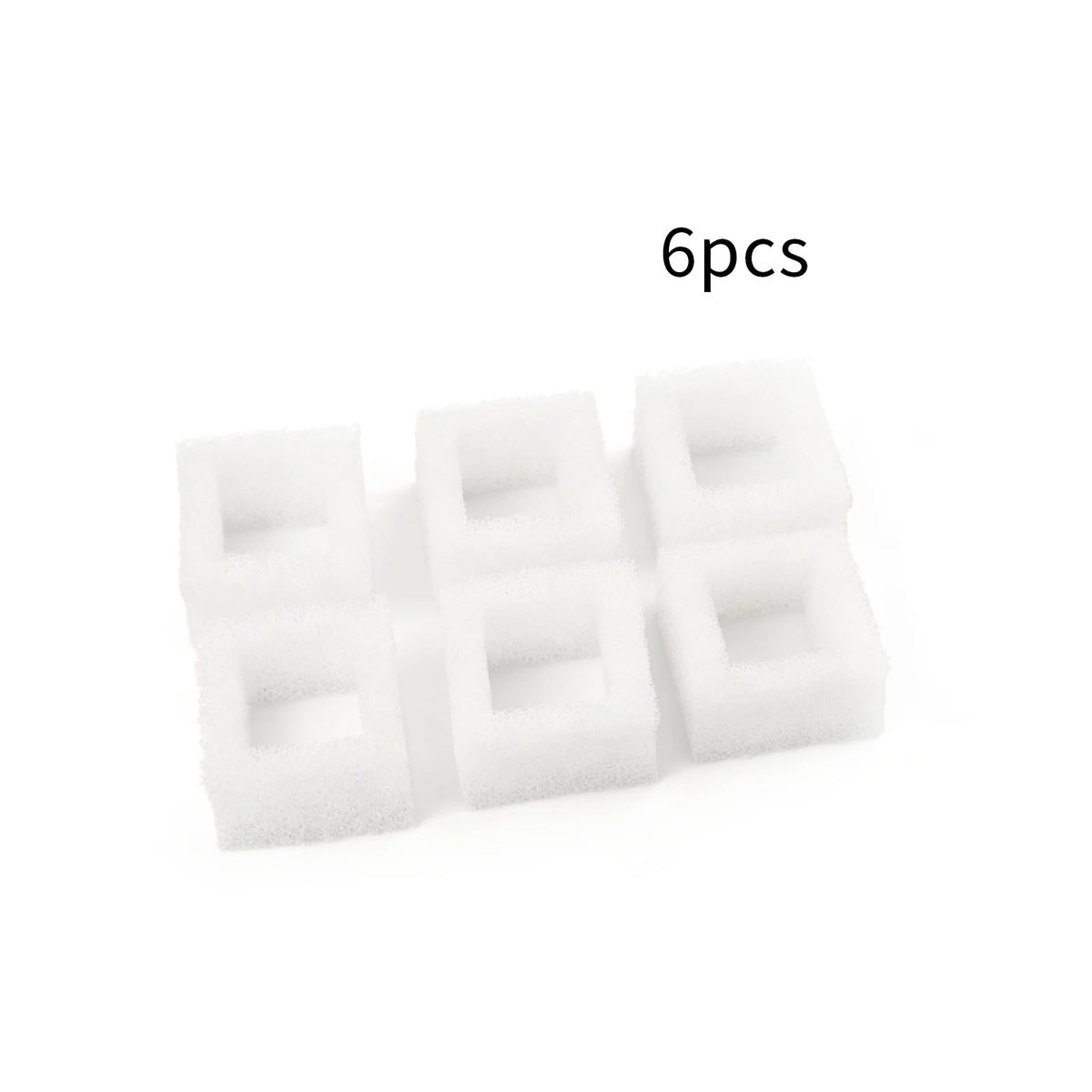 Six white silicone pet water fountain components for a cat