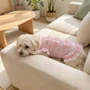 Striped Mesh Dog Outfit with Bow and Ruffles for Small to Medium Breeds