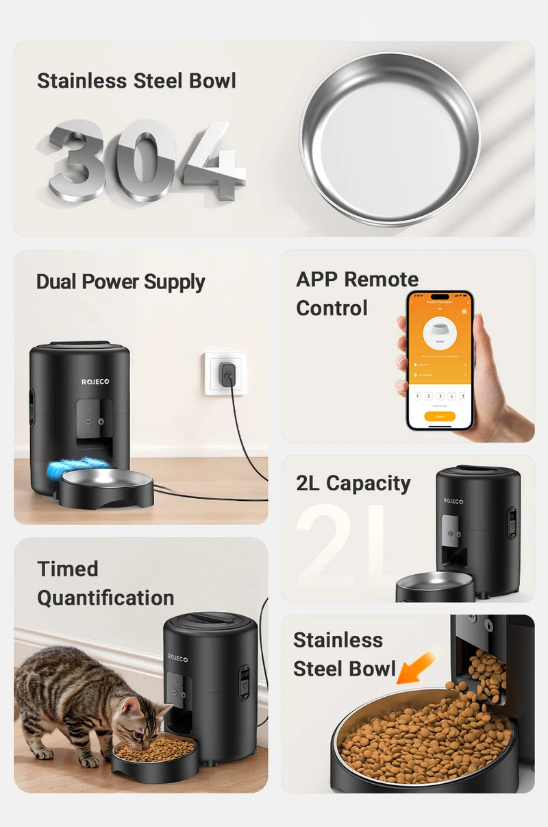 Dispensador de comida para mascotas con Wi-Fi y control por app