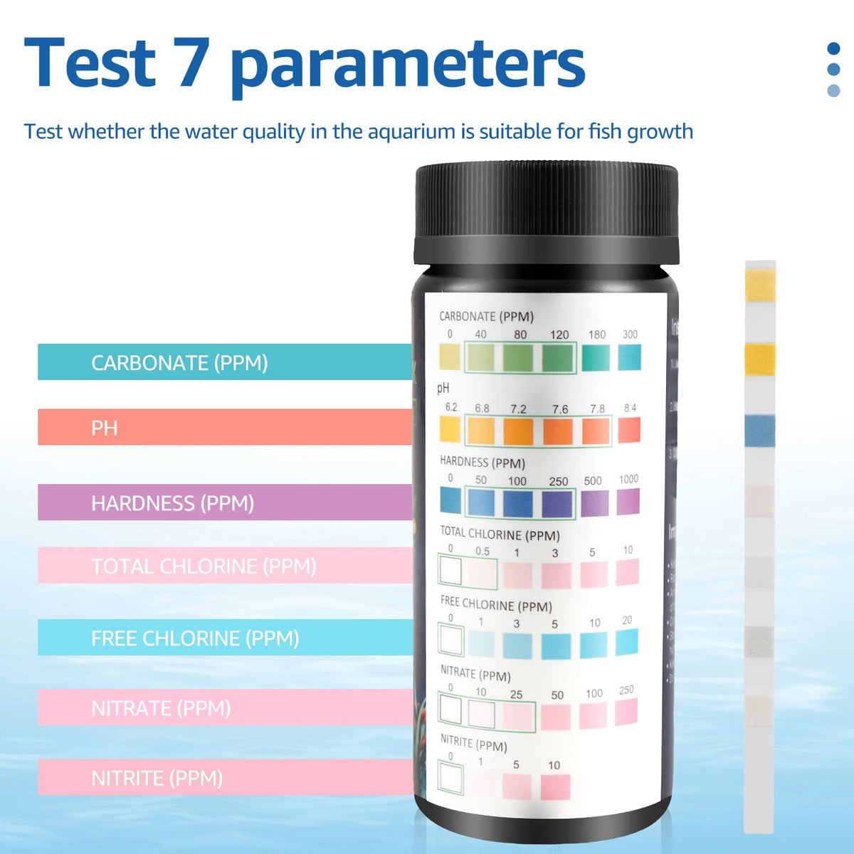 7-in-1 Aquarium Water Test Strips (100 Count)