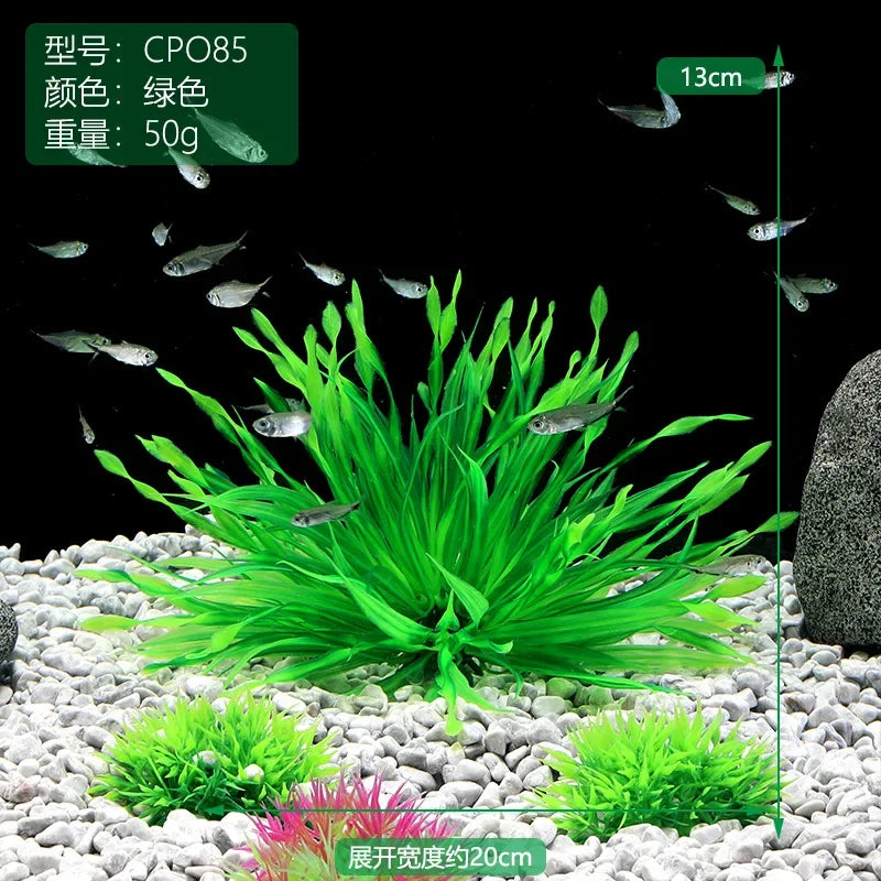 Artificial Aquarium Plants with Ceramic Base – Realistic Green Decor for Fish Tanks