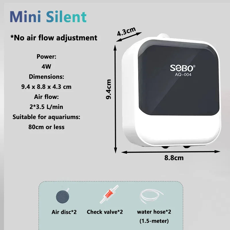 Adjustable Aquarium Air Pump with Powerful Oxygen Output