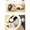 Cozy Cave Cat Bed with Lantern Fish Design