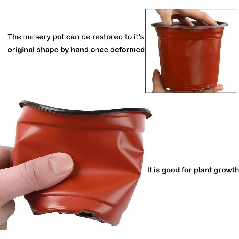 Plastic Plant Nursery Pots with Drainage Holes (Set of 10)